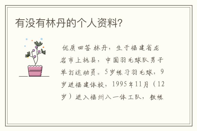 有没有林丹的个人资料?