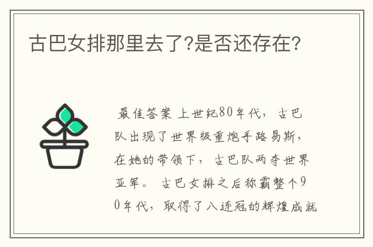 古巴女排那里去了?是否还存在?