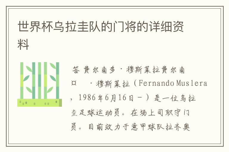 世界杯乌拉圭队的门将的详细资料