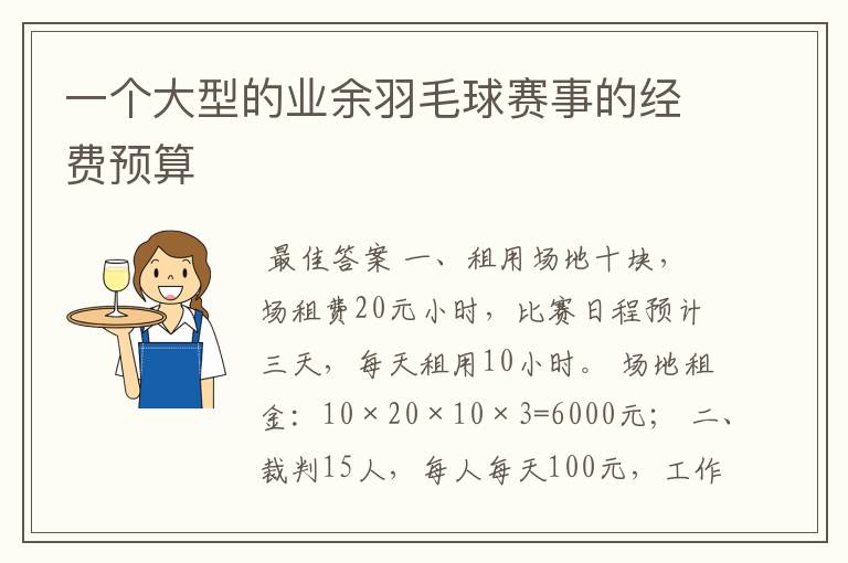 一个大型的业余羽毛球赛事的经费预算