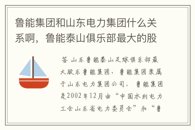 鲁能集团和山东电力集团什么关系啊,鲁能泰山俱乐部最大的股东是那个啊!