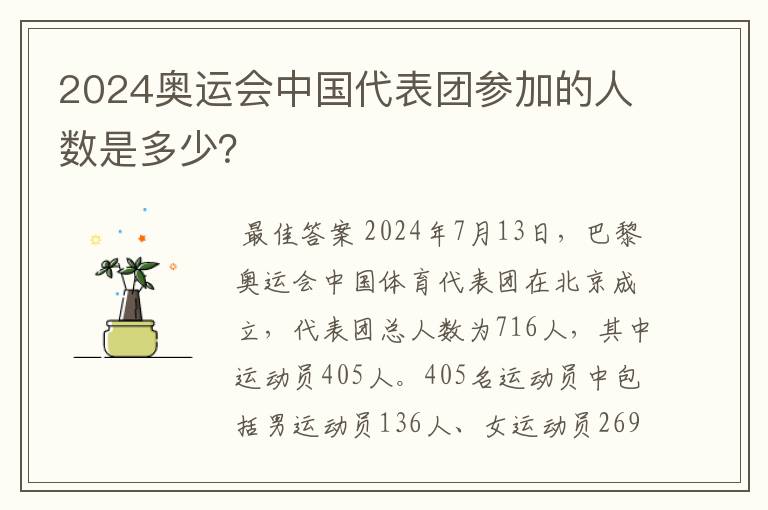 2024奥运会中国代表团参加的人数是多少?