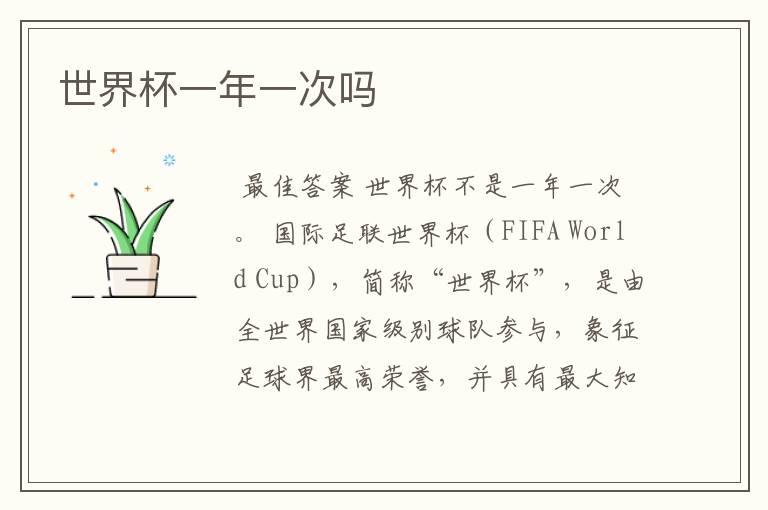 世界杯一年一次吗