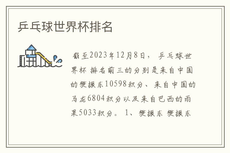 乒乓球世界杯排名