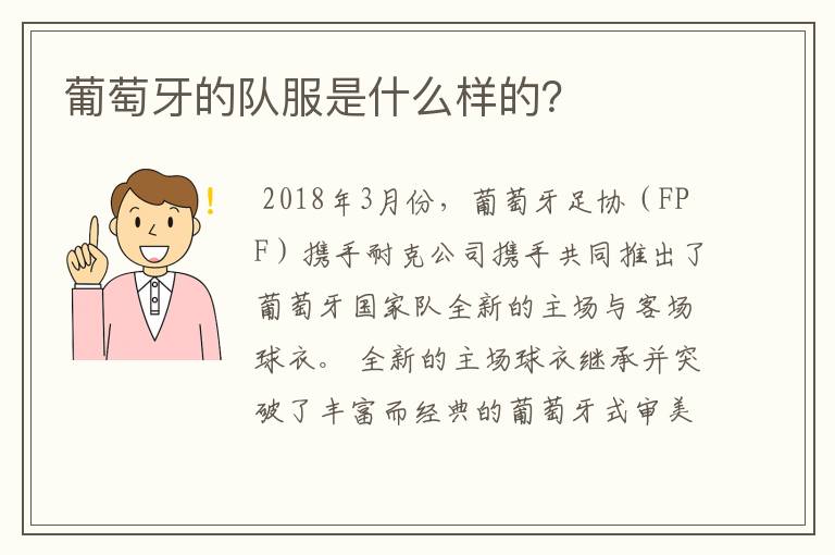 葡萄牙的队服是什么样的?