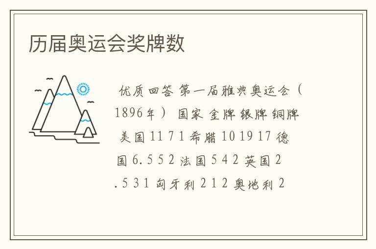 历届奥运会奖牌数