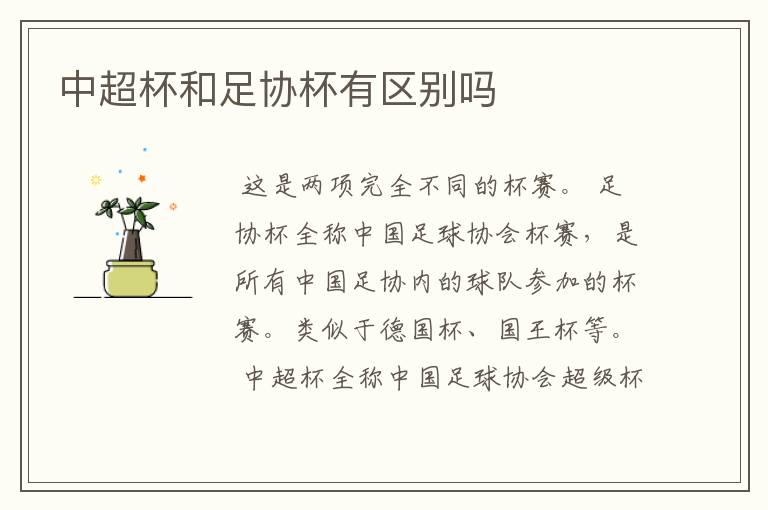 中超杯和足协杯有区别吗