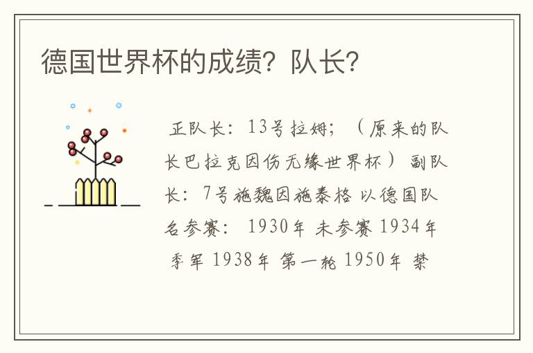 德国世界杯的成绩?队长?