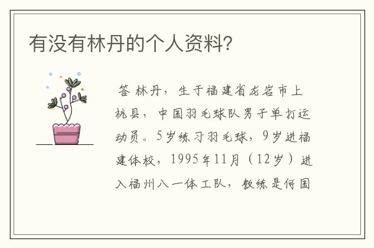有没有林丹的个人资料?