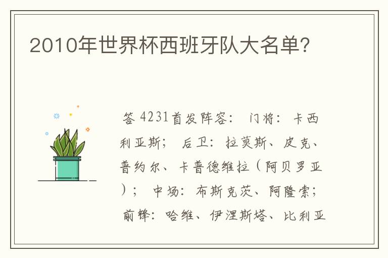 2010年世界杯西班牙队大名单?