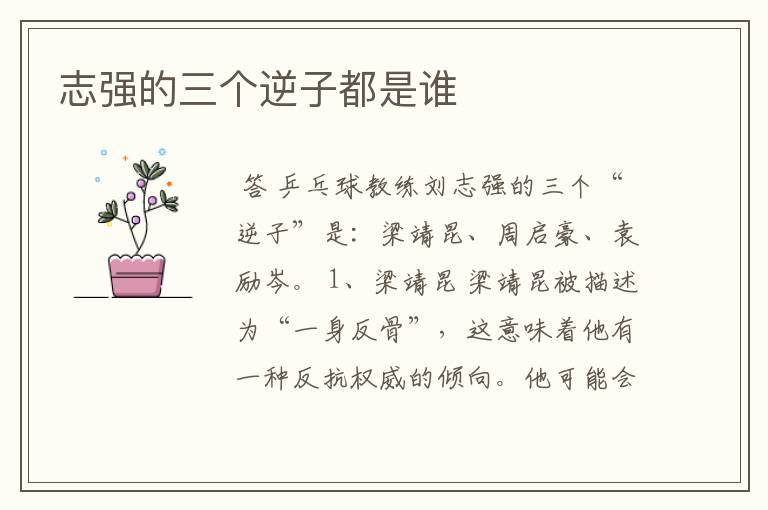 志强的三个逆子都是谁
