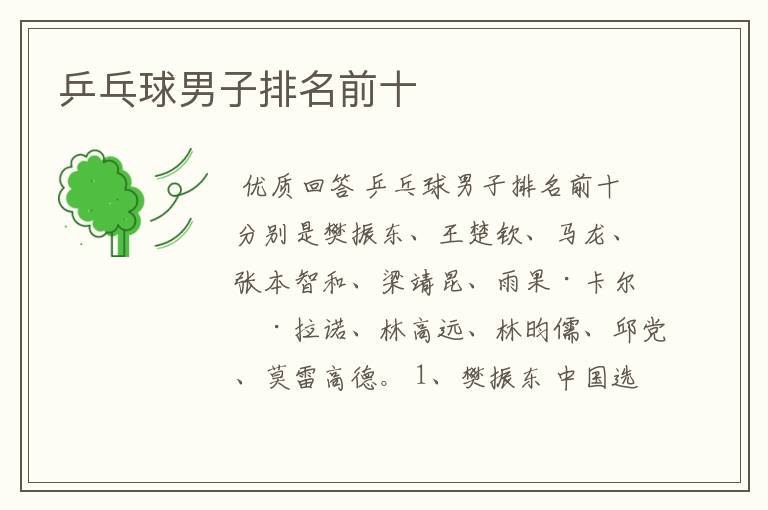 乒乓球男子排名前十