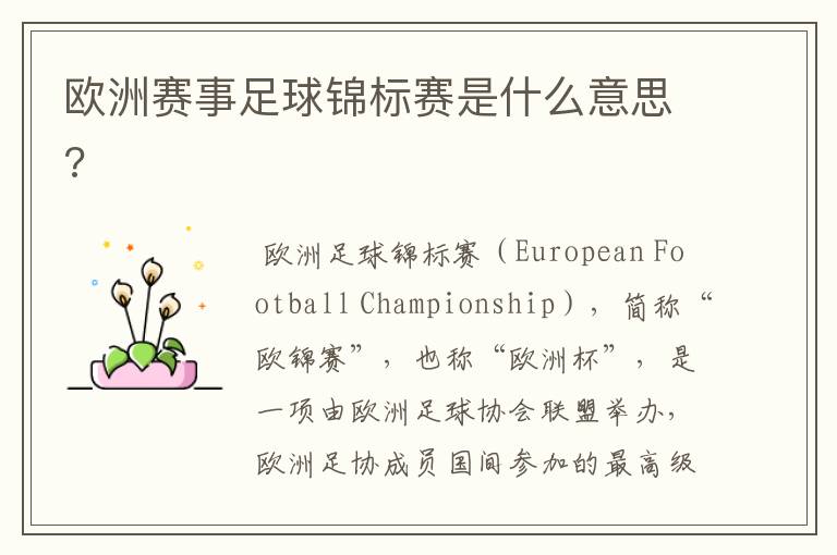 欧洲赛事足球锦标赛是什么意思?
