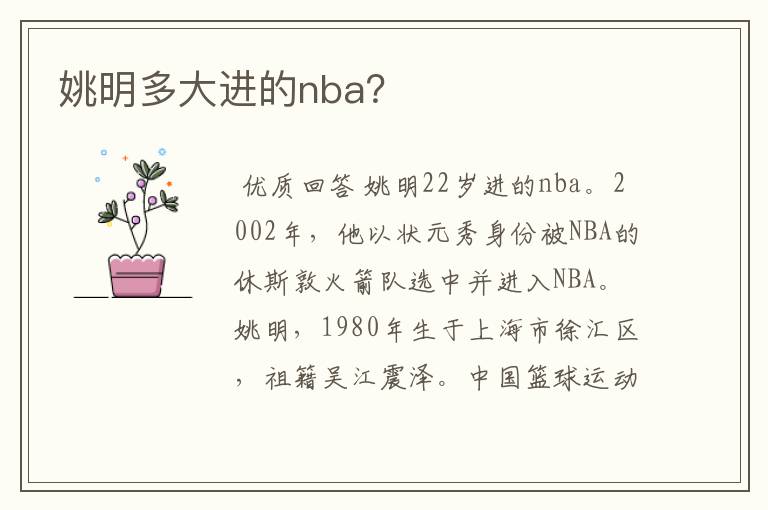 姚明多大进的nba?