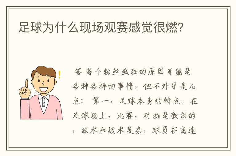 足球为什么现场观赛感觉很燃?