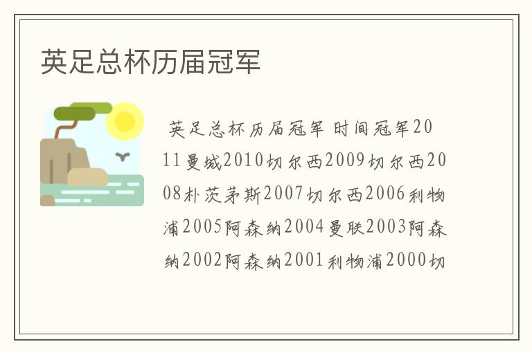 英足总杯历届冠军