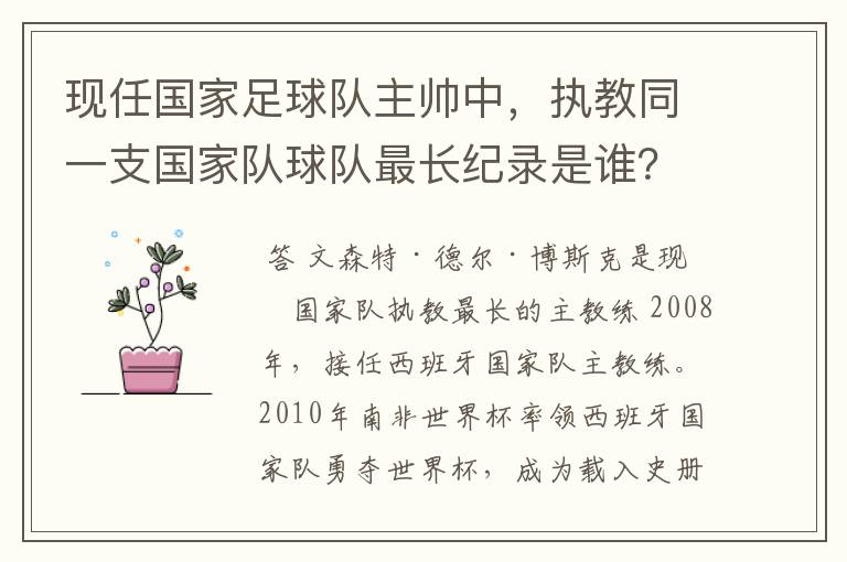 现任国家足球队主帅中,执教同一支国家队球队最长纪录是谁?