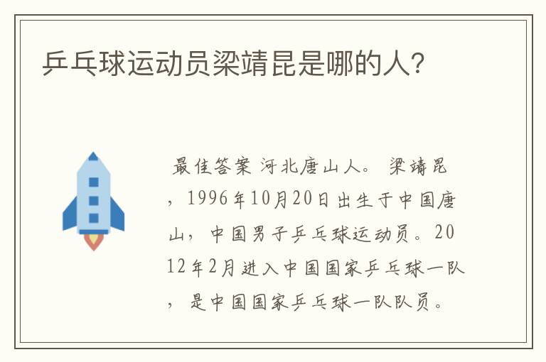 乒乓球运动员梁靖昆是哪的人?