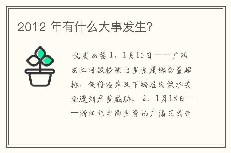 2012 年有什么大事发生?
