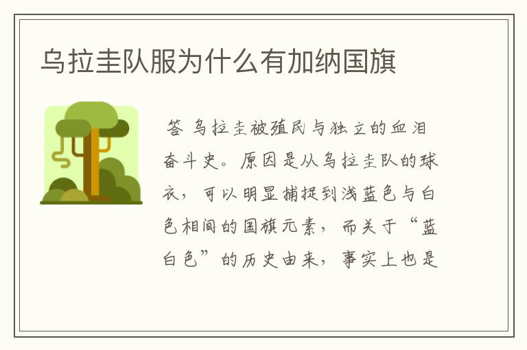 乌拉圭队服为什么有加纳国旗