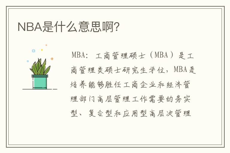 NBA是什么意思啊？