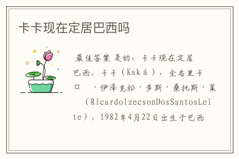 卡卡现在定居巴西吗