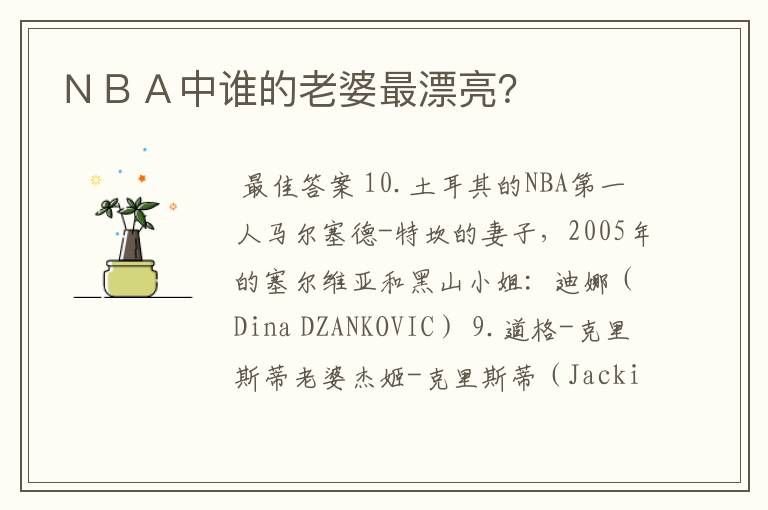 NBA中谁的老婆最漂亮?