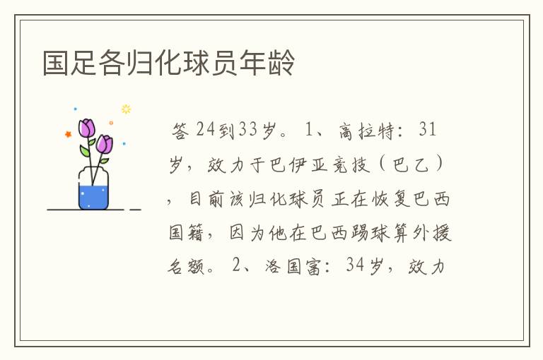 国足各归化球员年龄