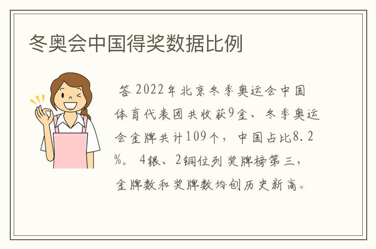 冬奥会中国得奖数据比例