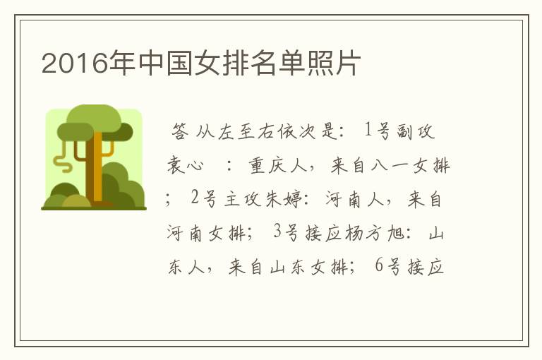 2016年中国女排名单照片