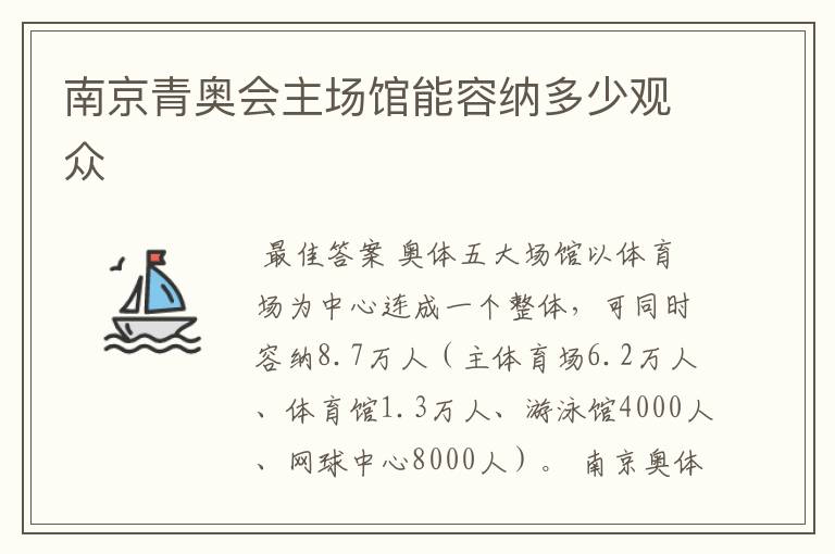 南京青奥会主场馆能容纳多少观众