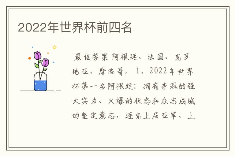 2022年世界杯前四名