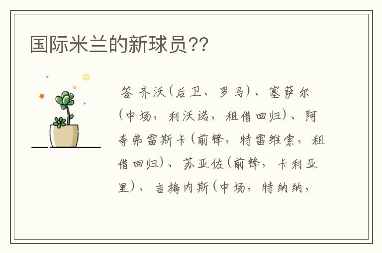 国际米兰的新球员??