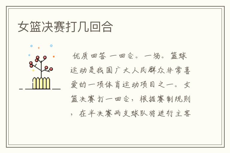 女篮决赛打几回合