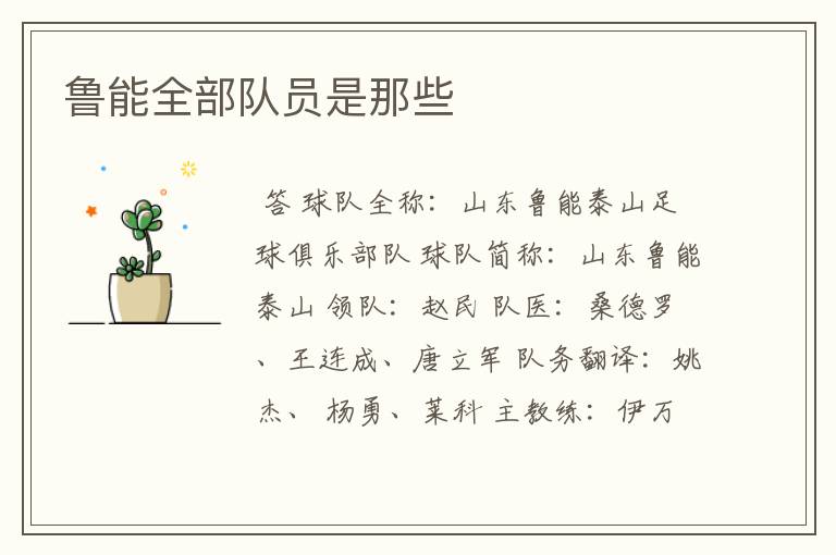 鲁能全部队员是那些
