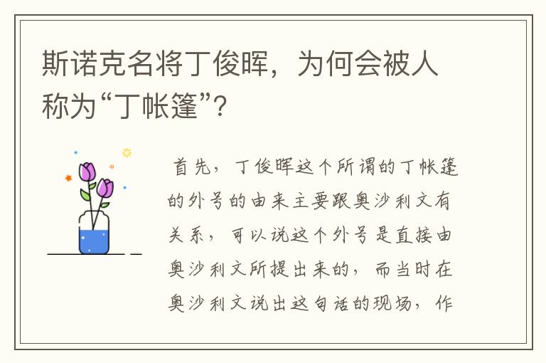斯诺克名将丁俊晖,为何会被人称为“丁帐篷”?