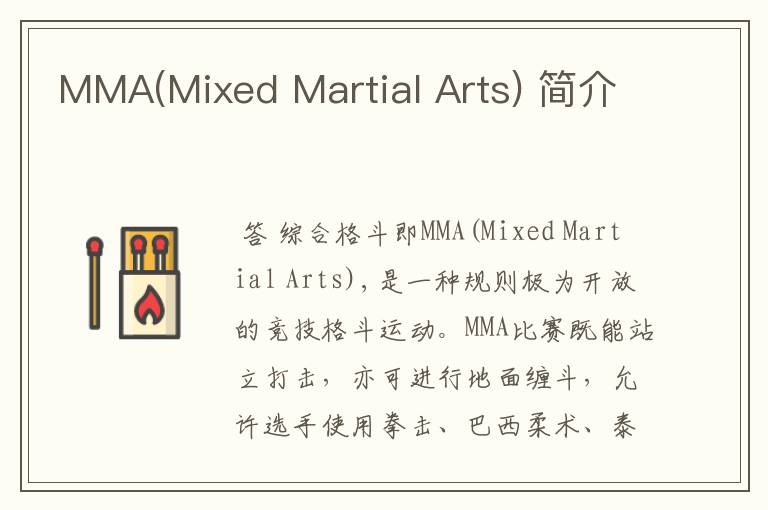 MMA(Mixed Martial Arts) 简介
