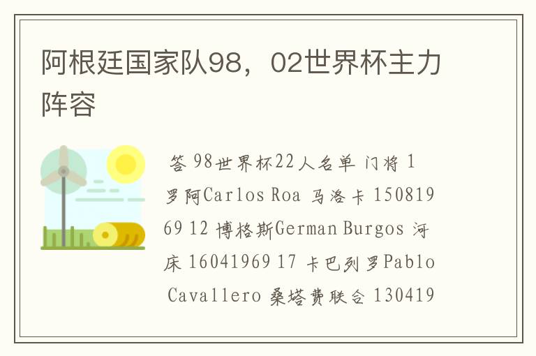 阿根廷国家队98,02世界杯主力阵容
