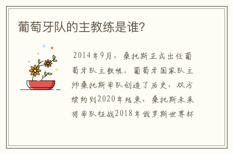 葡萄牙队的主教练是谁?
