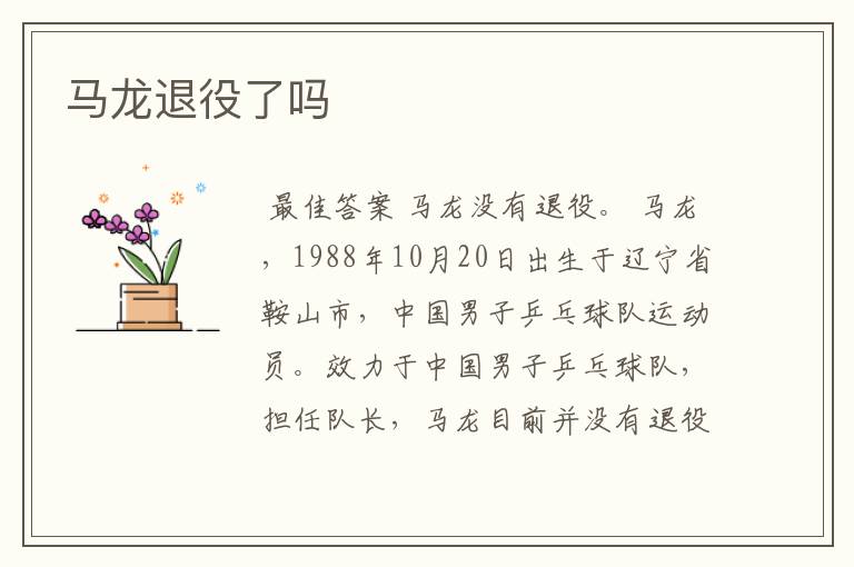 马龙退役了吗