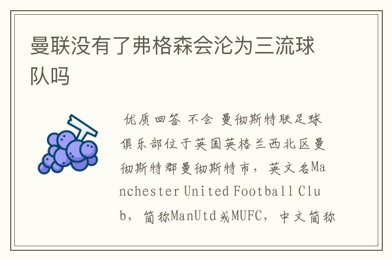 曼联没有了弗格森会沦为三流球队吗