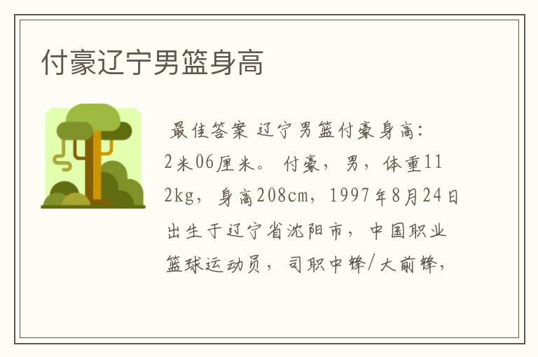 付豪辽宁男篮身高