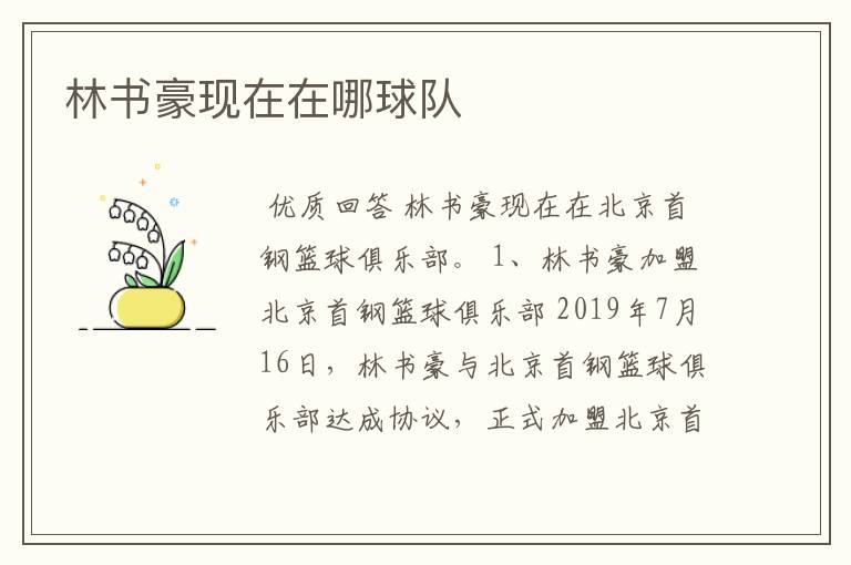 林书豪现在在哪球队