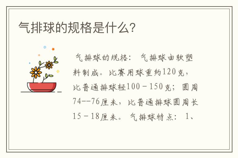 气排球的规格是什么?