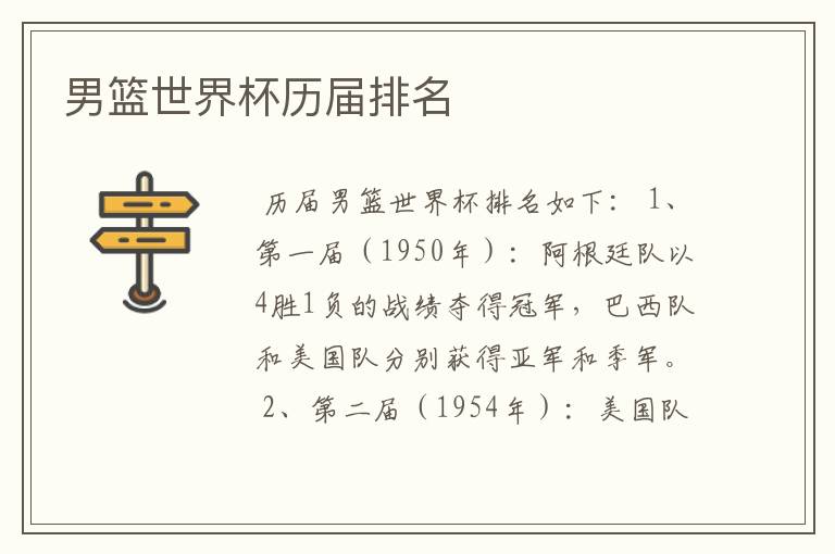 男篮世界杯历届排名