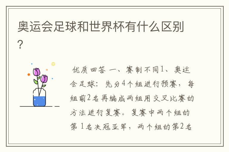 奥运会足球和世界杯有什么区别?