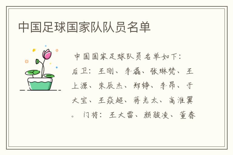 中国足球国家队队员名单