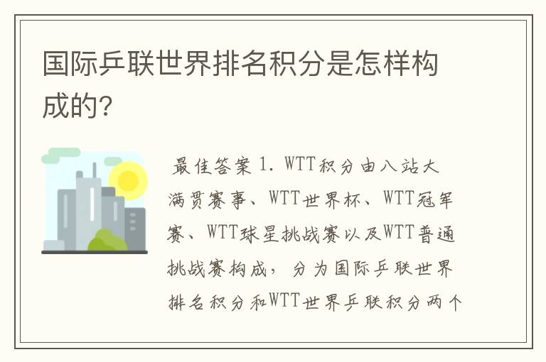国际乒联世界排名积分是怎样构成的?