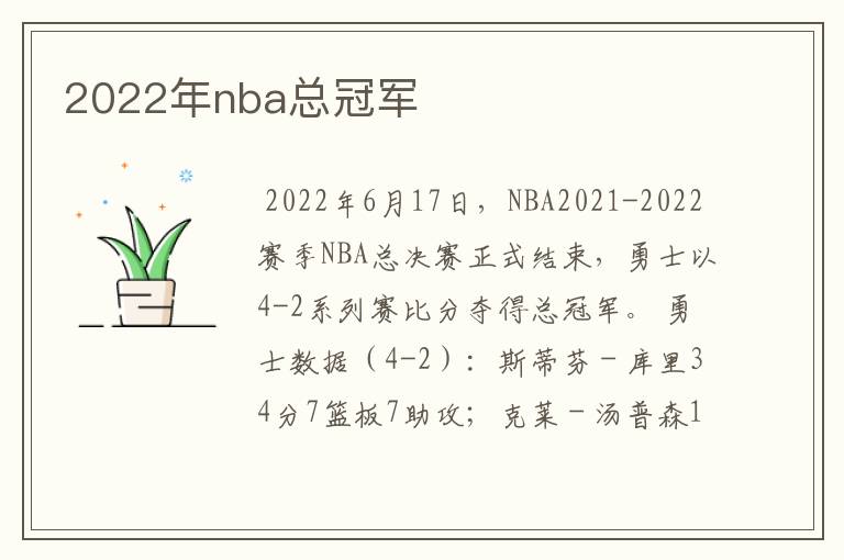 2022年nba总冠军