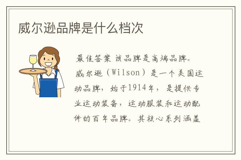 威尔逊品牌是什么档次
